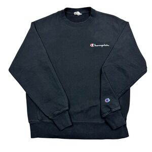 Champion Reverse Weave Crewneck Sweatshirt Pullover Black Adult Size M
